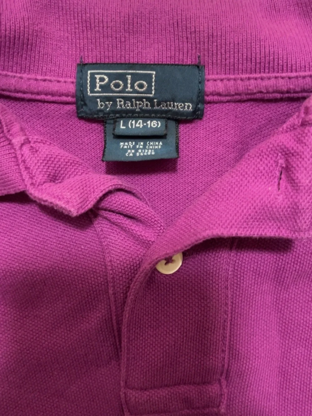 POLO RALPH LAUREN Boys Large 14-16 100% Cotton Button Polo Purple Shirt